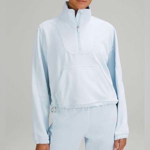 Lululemon, NWOT Brushed Softstreme Ribbed Half Zip, Powder Blue, Size 6